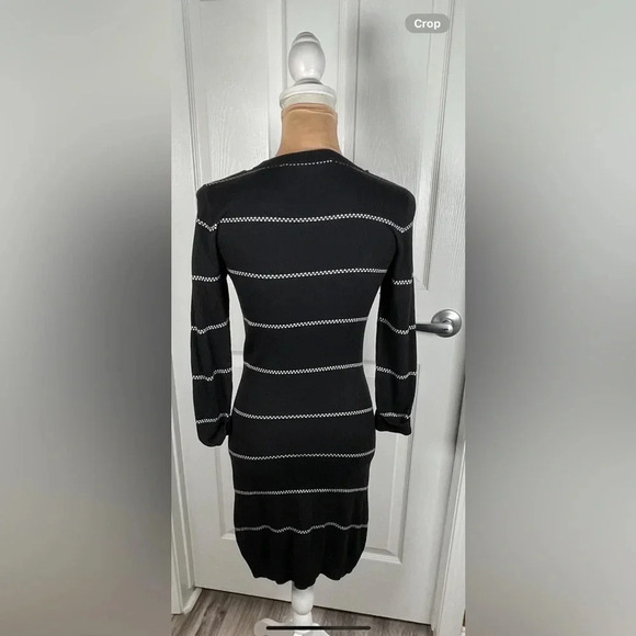 🖤 French Connection Stripped Long Sleeve Dress Size 6 - Picture 8 of 8